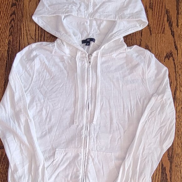 GAP Vintage Lightweight White Hoodie Full Zip Women's Size M - Picture 11 of 11